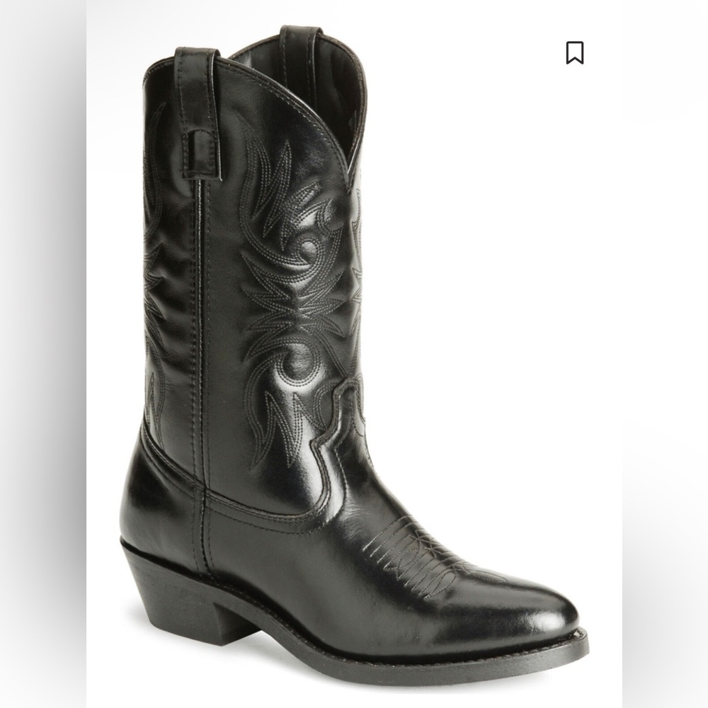 Laredo Boots 4240 Paris Lea Vamp Fox & Front Shaft Cowboy Black Leather Sz 9 - Picture 2 of 13